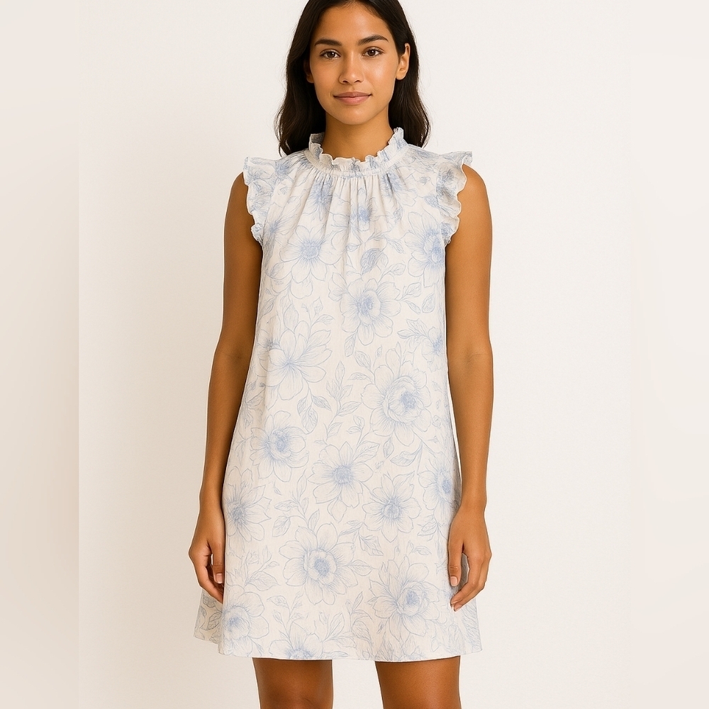 Joie Women's Eyelet Ruffle Floral Print Sundress Feminine Mini Dress Size M.